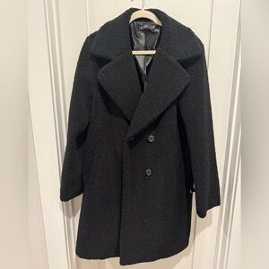 Ralph Lauren faux fur black coat. Women’s Sherpa jacket large L small lining fix